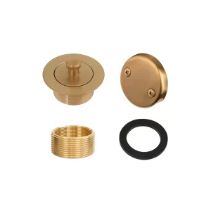 100% Brass Lift & Turn Bathtub Drain – Brushed Gold, Bathtub Conversion Kit…