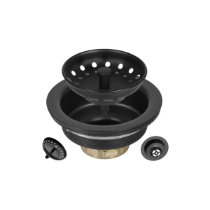 Matte Black Kitchen Sink Drain – w-Fixed Post 3-1-2 Inch - Full Assembly…